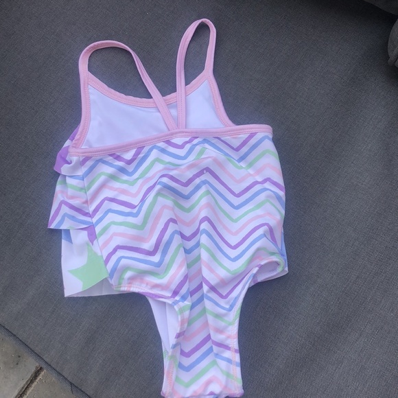 One Piece Baby Star/ Zig Zag Lines Bathing Suit - Picture 3 of 4